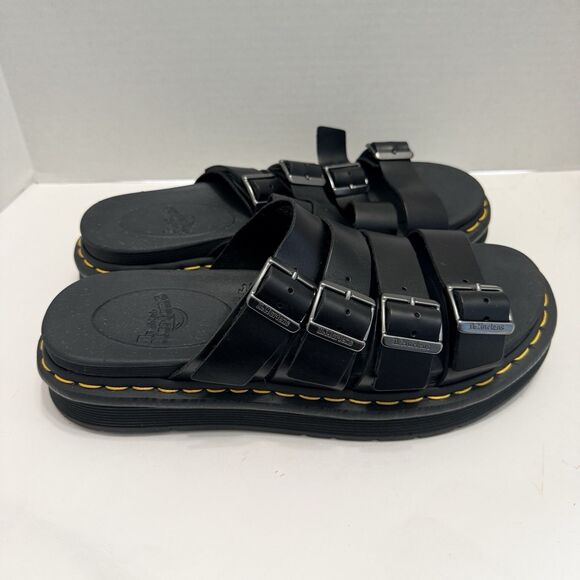 New DR. MARTENS "Tate" Black Leather 4-Strap Sandals Mens 10 Womens 11.5 w/o Box - Picture 5 of 12